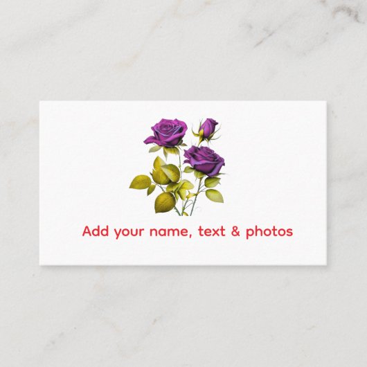 Personalized Purple Rose Business Card | Add Your Visitekaartje (Voorkant)