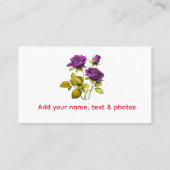 Personalized Purple Rose Business Card | Add Your Visitekaartje (Achterkant)