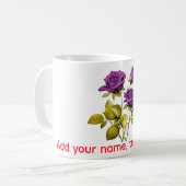 Personalized Purple Rose Mug | Add Your Name, Text Koffiemok (Voorkant links)