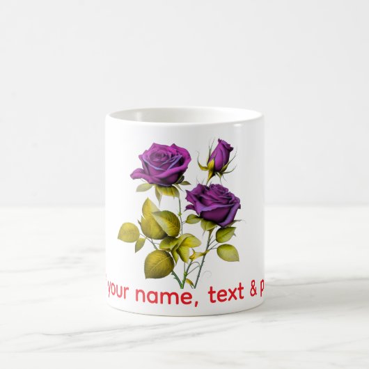 Personalized Purple Rose Mug | Add Your Name, Text Koffiemok (Center)