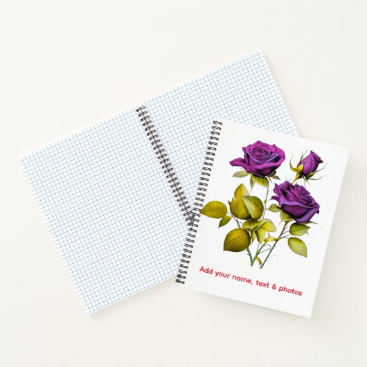Personalized Purple Rose Notebook | Add Your Name Notitieboek (Binnen)