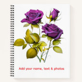 Personalized Purple Rose Notebook | Add Your Name Notitieboek (Voorkant)