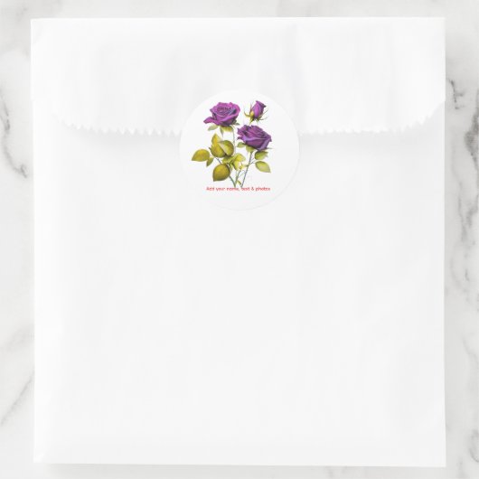 Personalized Purple Rose Sticker | Add Your Name (Tas)