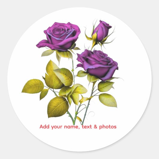 Personalized Purple Rose Sticker | Add Your Name (Voorkant)