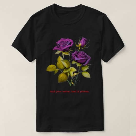 Personalized Purple Rose T‑Shirt | Add Your Name T-shirt (Design voorkant)