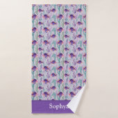 Personalized Purple Tropical Fish Badhanddoek (Badhanddoek)