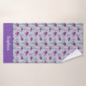 Personalized Purple Tropical Fish Badhanddoek (Badhanddoek)
