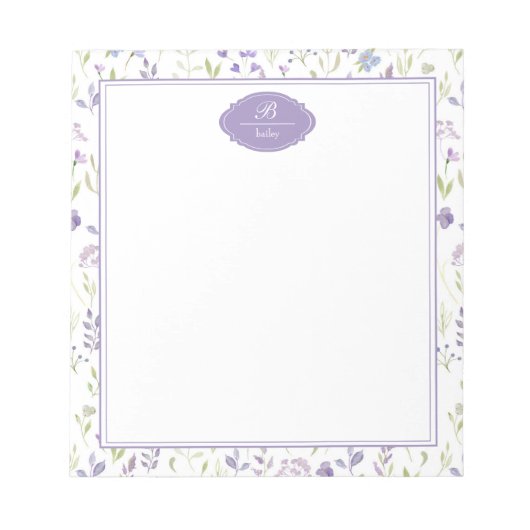 Personalized Purple Wildflower Floral Notitieblok (Voorkant)
