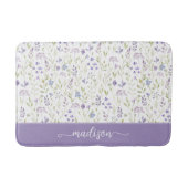Personalized Purple Wildflower Monogram Badmat (Voorkant)