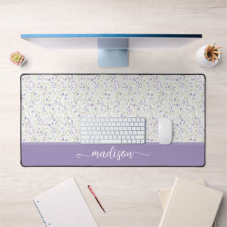 Personalized Purple Wildflower Monogram Bureaumat
