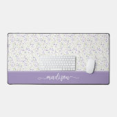 Personalized Purple Wildflower Monogram Bureaumat (Keyboard & Muis)