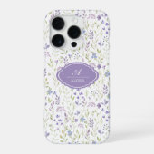 Personalized Purple Wildflower Monogram iPhone Hoesje (Achterkant)