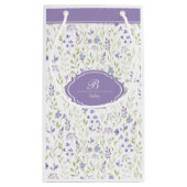 Personalized Purple Wildflower Monogram Klein Cadeauzakje (Achterkant)