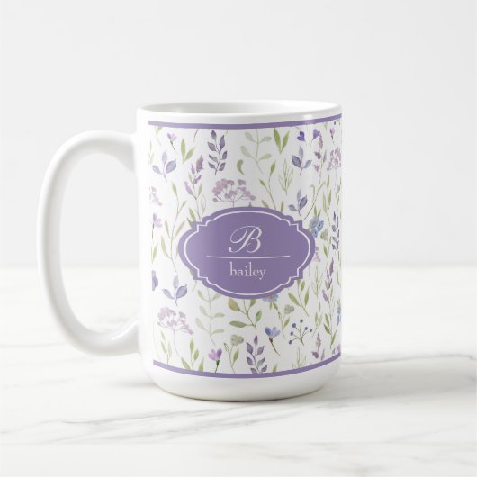 Personalized Purple Wildflower Mug Koffiemok (Links)