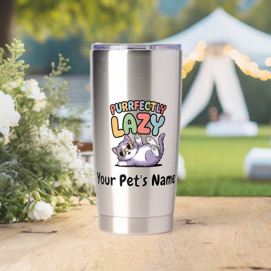 Personalized Purrfectly Lazy Cat Custom Pet Name C Geïsoleerde Drinkbeker (Bruiloft (Gedraaid) )