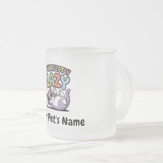 Personalized Purrfectly Lazy Cat Custom Pet Name C Matglas Koffiemok (Voorkant rechts)