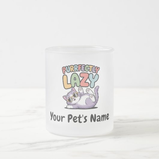 Personalized Purrfectly Lazy Cat Custom Pet Name C Matglas Koffiemok (Center)