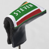 Personalized Putter Name Stripe Badge Retro Colorb Golfheadcover (3/4 voorkant)