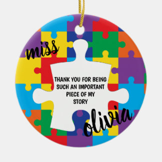 Personalized Puzzle Autism Teacher Keramisch Ornament