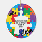 Personalized Puzzle Autism Teacher Keramisch Ornament (Links)
