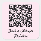 Personalized QR Code Wedding Photo Share Website Vierkante Sticker (Voorkant)