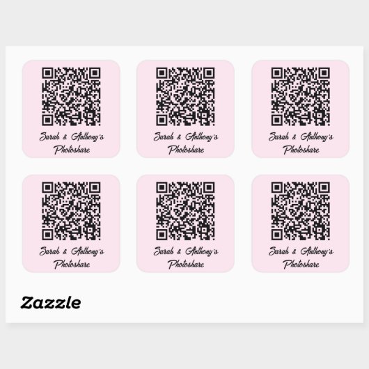 Personalized QR Code Wedding Photo Share Website Vierkante Sticker (Vel)