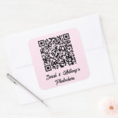 Personalized QR Code Wedding Photo Share Website Vierkante Sticker (Envelop)