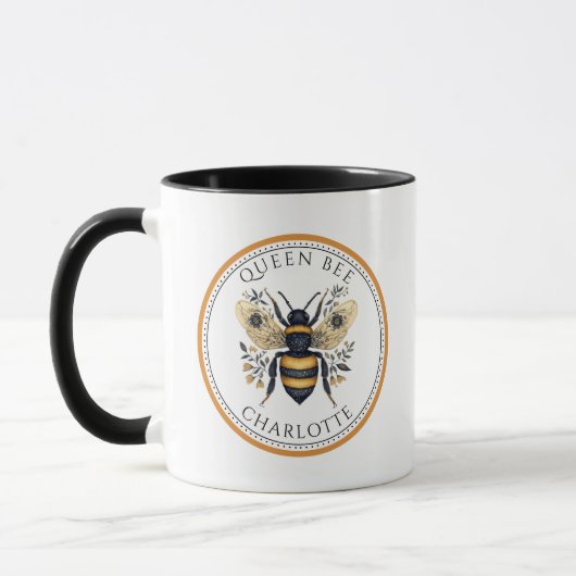 Personalized Queen Bee Floral Mok (Links)