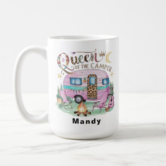 Personalized "Queen of the Camper" Glamping Koffiemok (Links)