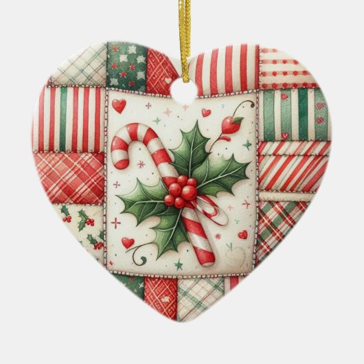 Personalized Quilter's Patchwork Star Christmas Keramisch Ornament (Voorkant)