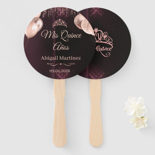 Personalized Quinceañera Hand Fans | Quince Handwaaier (Voorkant en achterkant)