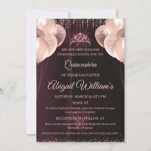 Personalized Quinceañera Invitation | Mis Quince A Kaart (Voorkant)