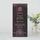 Personalized Quinceañera Menu Card | QUINCEAÑERA (Staand voorkant)