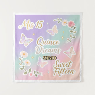 Personalized Quinceañera Photo Backdrop Wandkleed