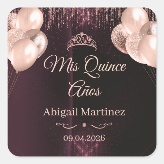 Personalized Quinceañera Square Stickers | labels (Voorkant)