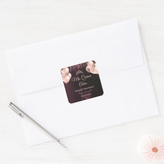 Personalized Quinceañera Square Stickers | labels (Envelop)