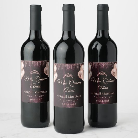 Personalized Quinceañera Wine Bottle Label | Quinc Wijn Etiket (Flessen)