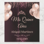 Personalized Quinceañera Wine Bottle Label | Quinc Wijn Etiket (Enkel label)