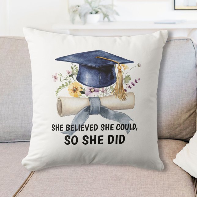 Personalized Quote and Name Floral Graduation Kussen (Creator heeft geüpload)