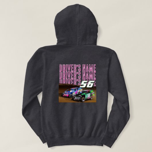 Personalized Race Car Name Number Hoodie (Design achterkant)