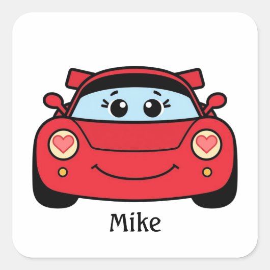 Personalized Race Car Valentine Sticker (Voorkant)