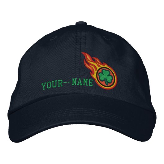 Personalized Racing Flames Irish Bullet Badge Geborduurde Pet (Voorkant)