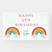 Personalized Rainbow 5th Birthday Banner Cute Girl (Horizontaal)