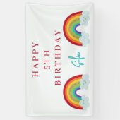 Personalized Rainbow 5th Birthday Banner Cute Girl (Verticaal)