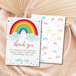 Personalized Rainbow Birthday Thank You Card Cute  Bedankkaart