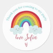 Personalized Rainbow Birthday Thank You Party Ronde Sticker (Voorkant)