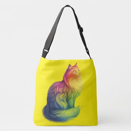 Personalized Rainbow Cat Monogram  Crossbody Tas (Achterkant)