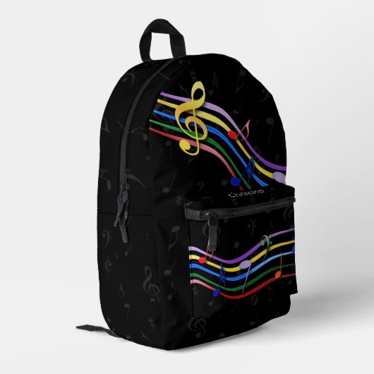 Personalized Rainbow Colored Music Notes Bedrukte Rugzak (Achterkant Hoek Links)