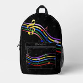 Personalized Rainbow Colored Music Notes Bedrukte Rugzak (Voorkant)