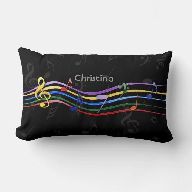 Personalized Rainbow Colored Music Notes Kussen (Voorkant)